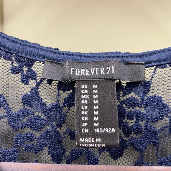 FOREVER 21 BLUE LACE SLEEVELESS DRESS - Picture 3 of 4